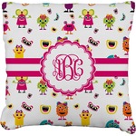 Girly Monsters Faux-Linen Throw Pillow 18" (Personalized)