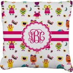 Girly Monsters Faux-Linen Throw Pillow 18" (Personalized)