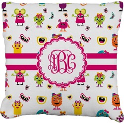 Girly Monsters Faux-Linen Throw Pillow 18" (Personalized)