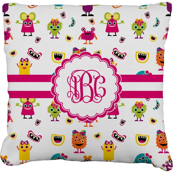 Custom Girly Monsters Faux-Linen Throw Pillow 18" (Personalized)