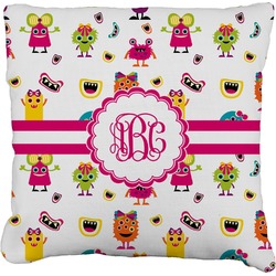 Girly Monsters Faux-Linen Throw Pillow 20" (Personalized)