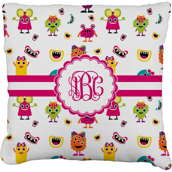 Custom Girly Monsters Faux-Linen Throw Pillow 20" (Personalized)