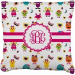 Girly Monsters Faux-Linen Throw Pillow 26" (Personalized)
