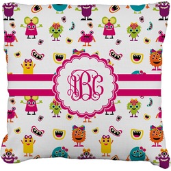 Girly Monsters Faux-Linen Throw Pillow 26" (Personalized)