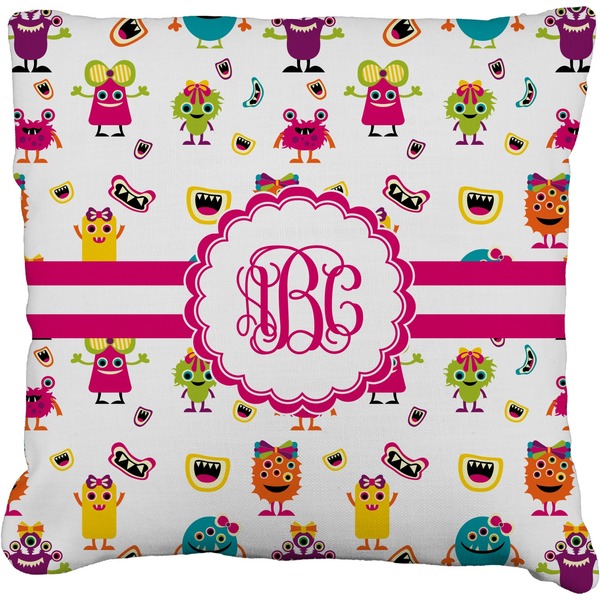Custom Girly Monsters Faux-Linen Throw Pillow 26" (Personalized)