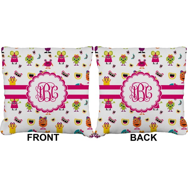 Girly Monsters Burlap Pillow Approval