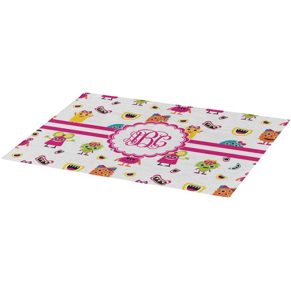 Girly Monsters Burlap Placemat (Angle View)