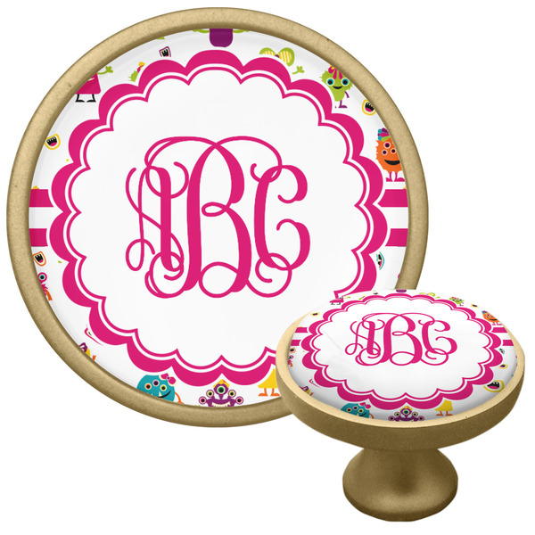 Custom Girly Monsters Cabinet Knob - Gold (Personalized)