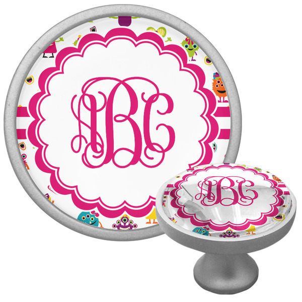 Custom Girly Monsters Cabinet Knob (Silver) (Personalized)