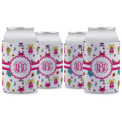 Girly Monsters Can Cooler (12 oz) - Set of 4 w/ Monogram