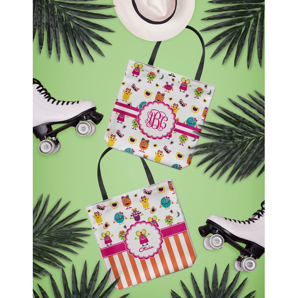 Girly Monsters Canvas Tote Lifestyle Front and Back- 13x13