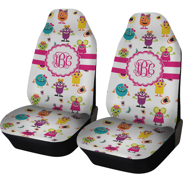 Custom Girly Monsters Car Seat Covers (Set of Two) (Personalized)