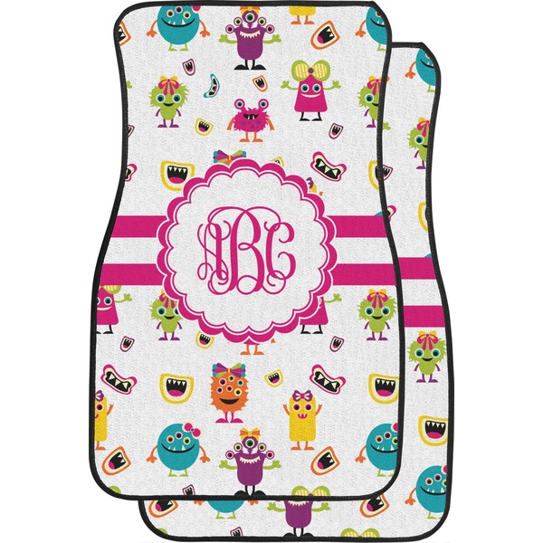 Custom Girly Monsters Car Floor Mats (Front Seat) (Personalized)