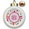 Girly Monsters Ceramic Christmas Ornament - Poinsettias (Front View)