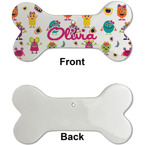 Girly Monsters Ceramic Flat Ornament - Bone Front & Back Single Print (APPROVAL)