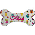 Girly Monsters Ceramic Dog Ornament - Front w/ Monogram