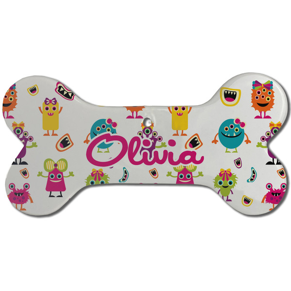 Girly Monsters Ceramic Flat Ornament - Bone Front