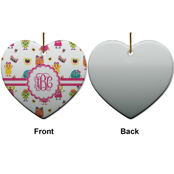 Girly Monsters Ceramic Flat Ornament - Heart Front & Back (APPROVAL)