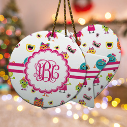 Girly Monsters Ceramic Ornament w/ Monogram