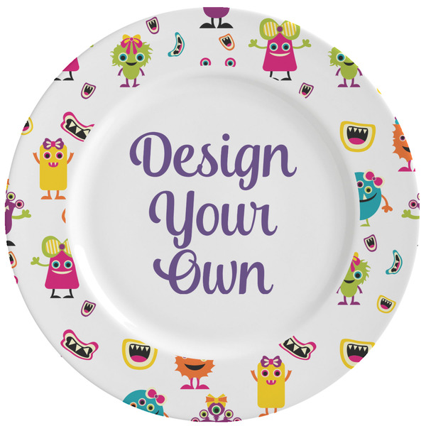 Custom Girly Monsters Ceramic Dinner Plates (Set of 4) (Personalized)