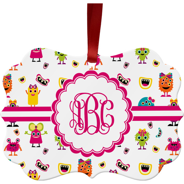 Girly Monsters Christmas Ornament (Front View)