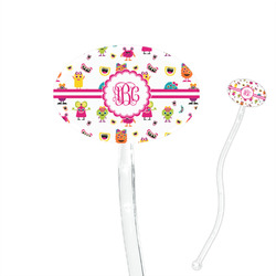 Girly Monsters 7" Oval Plastic Stir Sticks - Clear (Personalized)