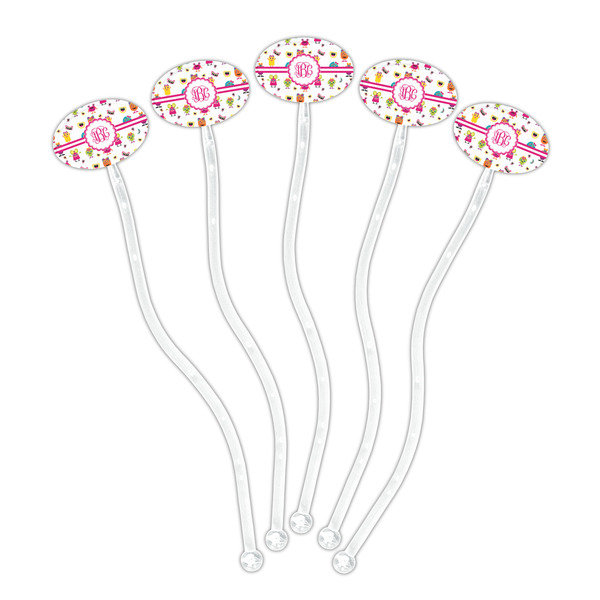 Girly Monsters Clear Plastic 7" Stir Stick - Oval - Fan