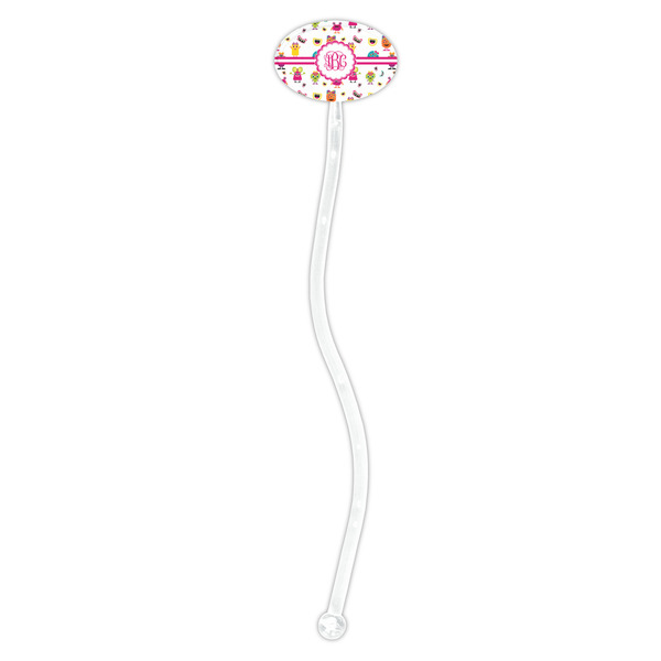 Girly Monsters Clear Plastic 7" Stir Stick - Oval - Single Stick
