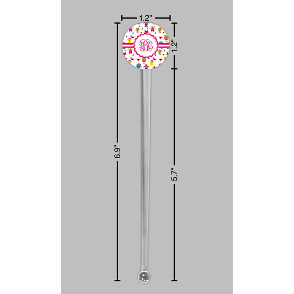 Girly Monsters Clear Plastic 7" Stir Stick - Round - Dimensions