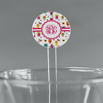 Girly Monsters 7" Round Plastic Stir Sticks - Clear (Personalized)