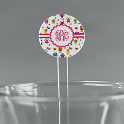 Girly Monsters 5.5" Round Plastic Stir Sticks - Clear (Personalized)