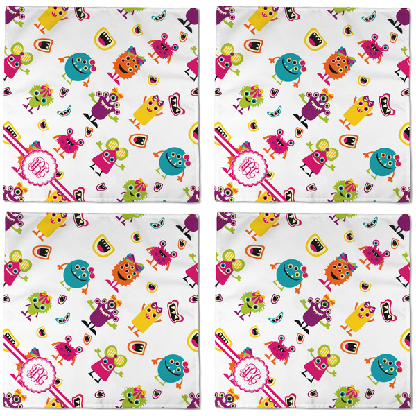 Girly Monsters Cloth Napkins - Personalized Dinner (APPROVAL) Set of 4