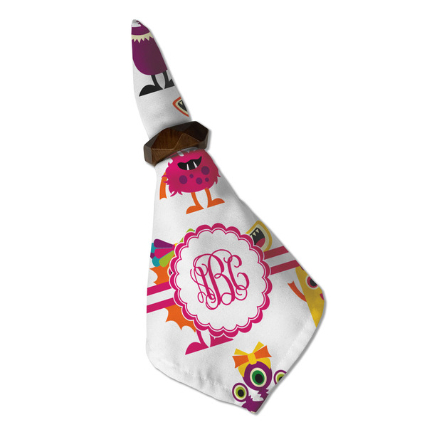 Girly Monsters Cloth Napkins - Personalized Dinner (Folded in Ring) (MAIN)