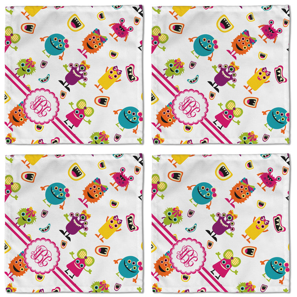 Girly Monsters Cloth Napkins - Personalized Lunch (APPROVAL) Set of 4