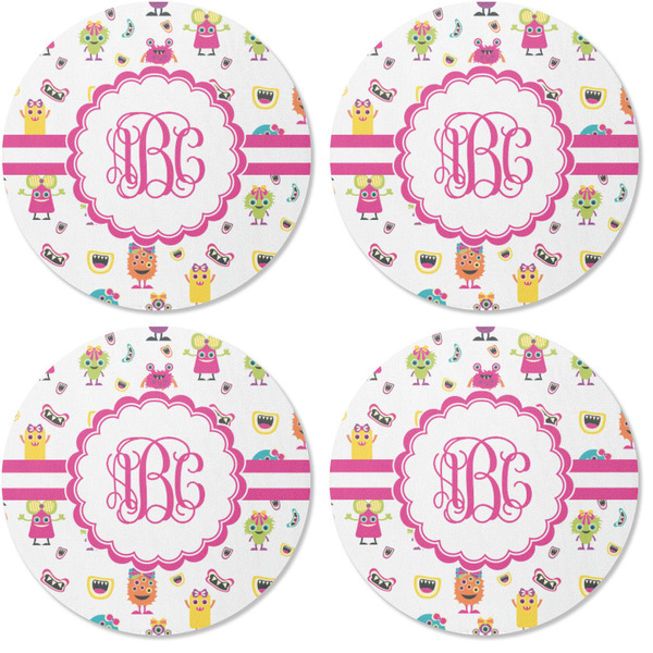 Girly Monsters Coaster Round Rubber Back - Apvl