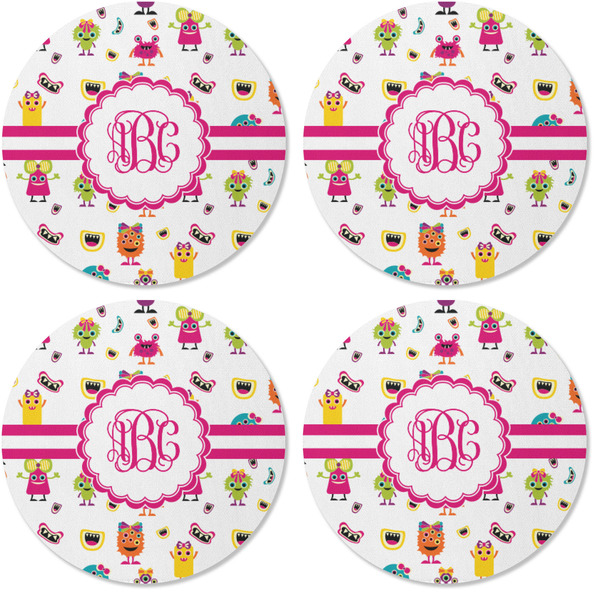 Girly Monsters Coaster Round Rubber Back - Apvl