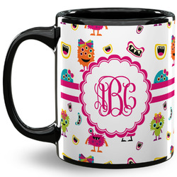 Girly Monsters 11 Oz Coffee Mug - Black (Personalized)