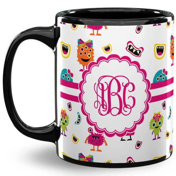 Custom Girly Monsters 11 Oz Coffee Mug - Black (Personalized)