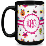 Girly Monsters 15 Oz Coffee Mug - Black (Personalized)