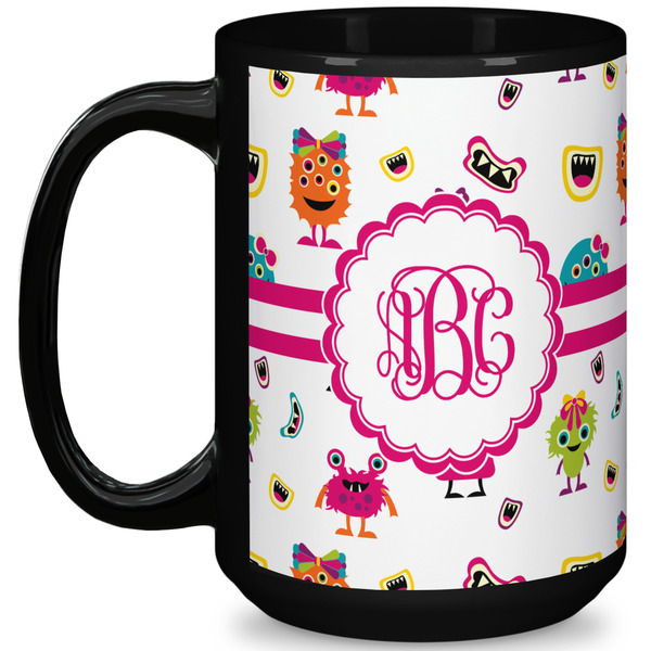 Custom Girly Monsters 15 Oz Coffee Mug - Black (Personalized)