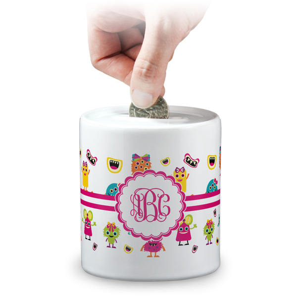Custom Girly Monsters Coin Bank (Personalized)