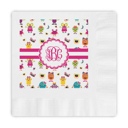Girly Monsters Embossed Decorative Napkins (Personalized)