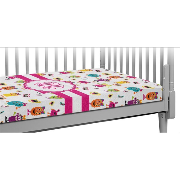 Custom Girly Monsters Crib Fitted Sheet (Personalized)