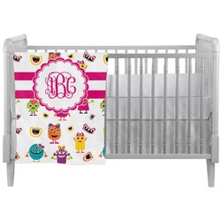Girly Monsters Crib Comforter / Quilt (Personalized)
