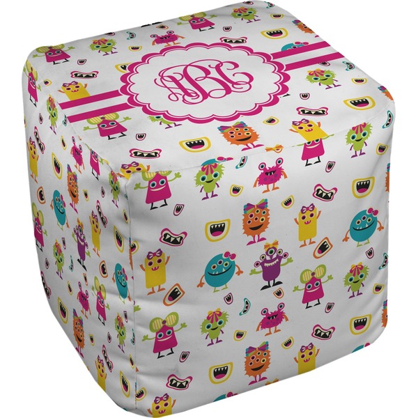 Custom Girly Monsters Cube Pouf Ottoman - 13" (Personalized)