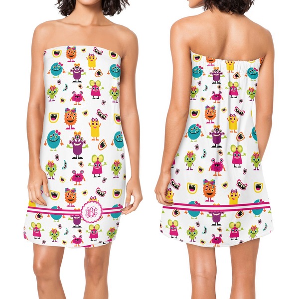 Girly Monsters Custom Bath Wrap - Front & Back View