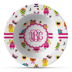 Girly Monsters Plastic Bowl - Microwave Safe - Composite Polymer (Personalized)