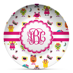 Girly Monsters Microwave Safe Plastic Plate - Composite Polymer (Personalized)