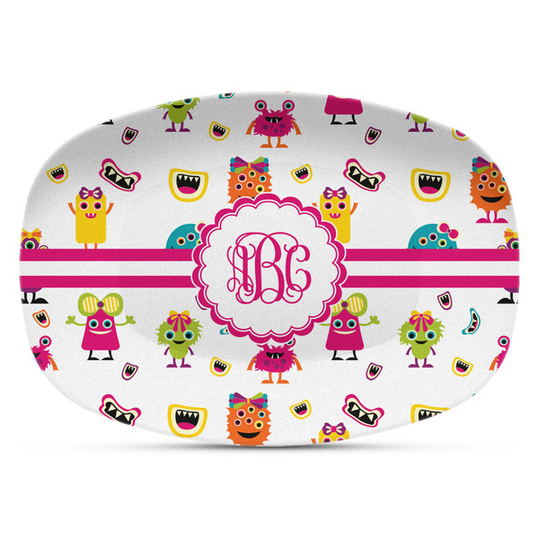 Custom Girly Monsters Plastic Platter - Microwave & Oven Safe Composite Polymer (Personalized)