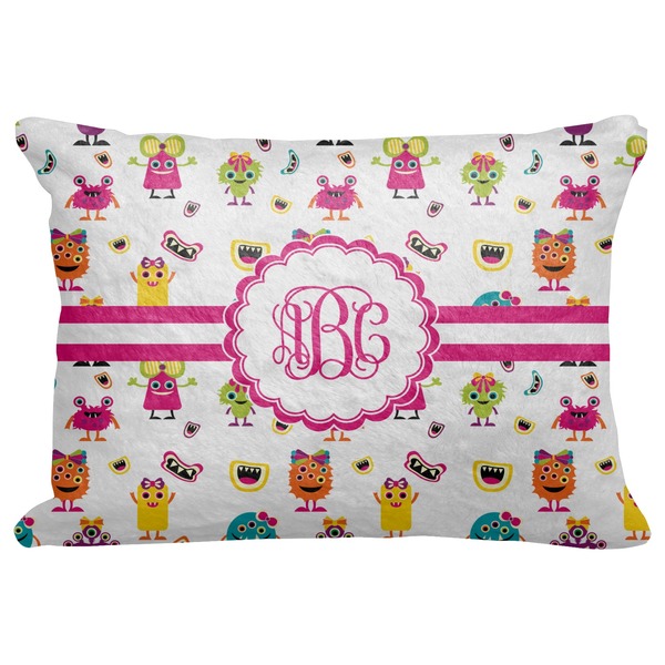 Custom Girly Monsters Decorative Baby Pillowcase - 16"x12" (Personalized)